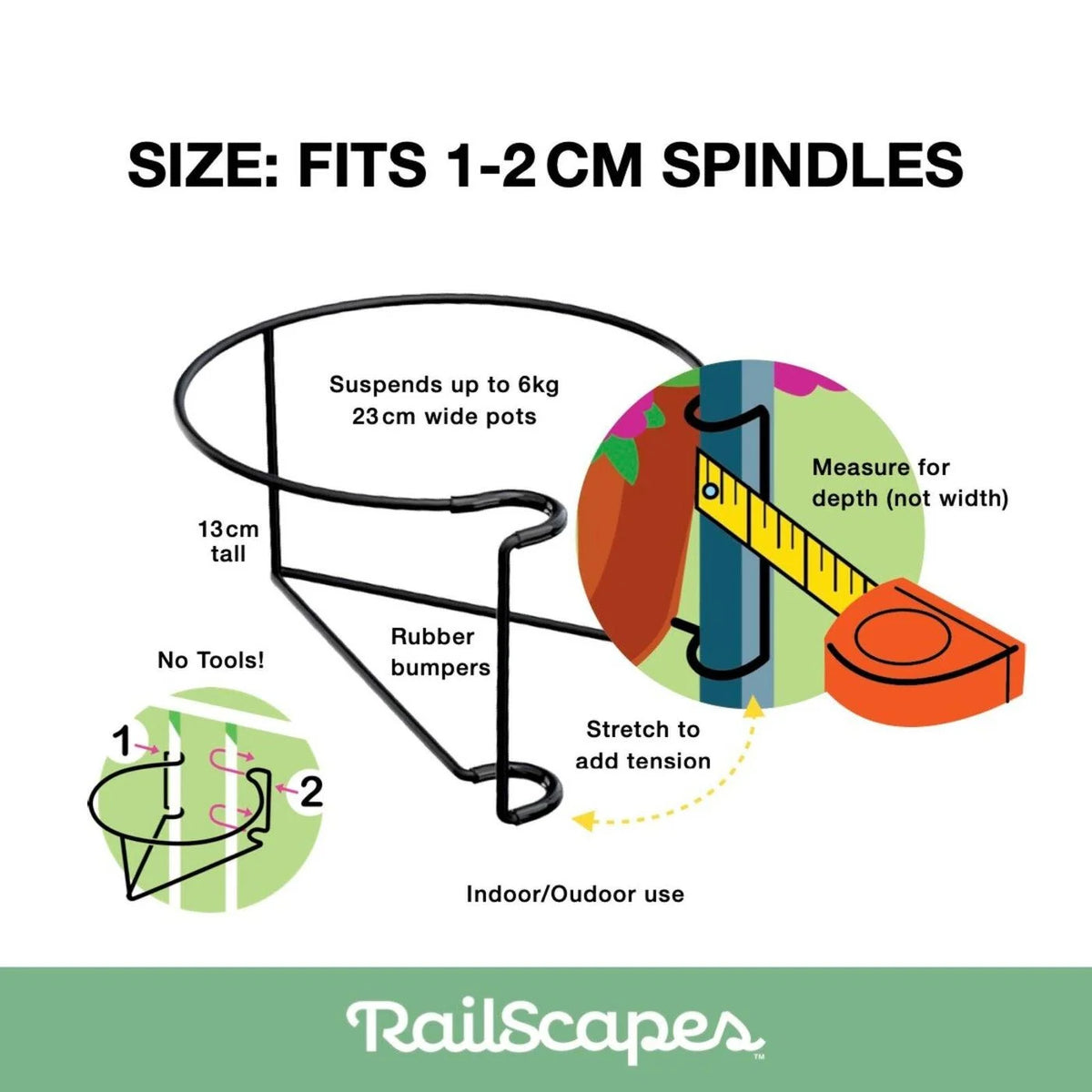 RailScapes Black Floating Plant Hanger