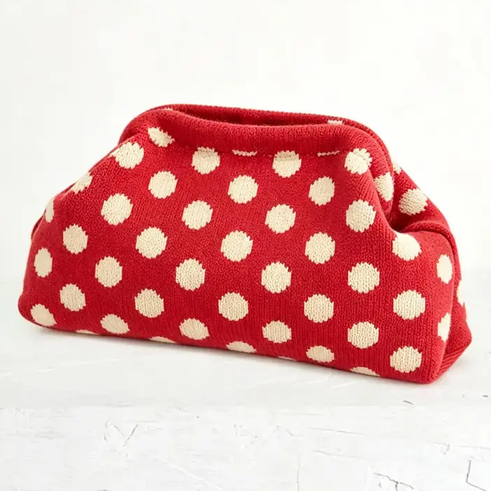 Women's Striped/diamond Dot Cloud Handbag, Clip-Top Crossbody Bag