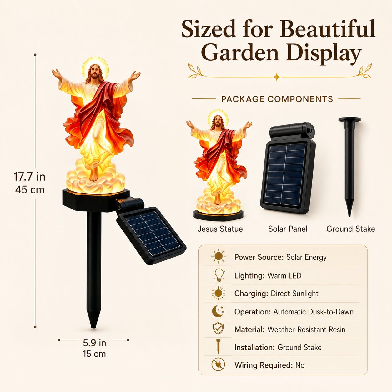 ☀️Solar-Powered Illuminated Jesus Garden Statue🙏