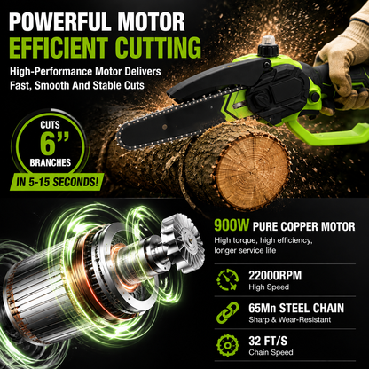 Mini Chainsaw 🔋 8-Inch Portable Electric Chainsaw for Tree Trimming & DIY  URL Handle