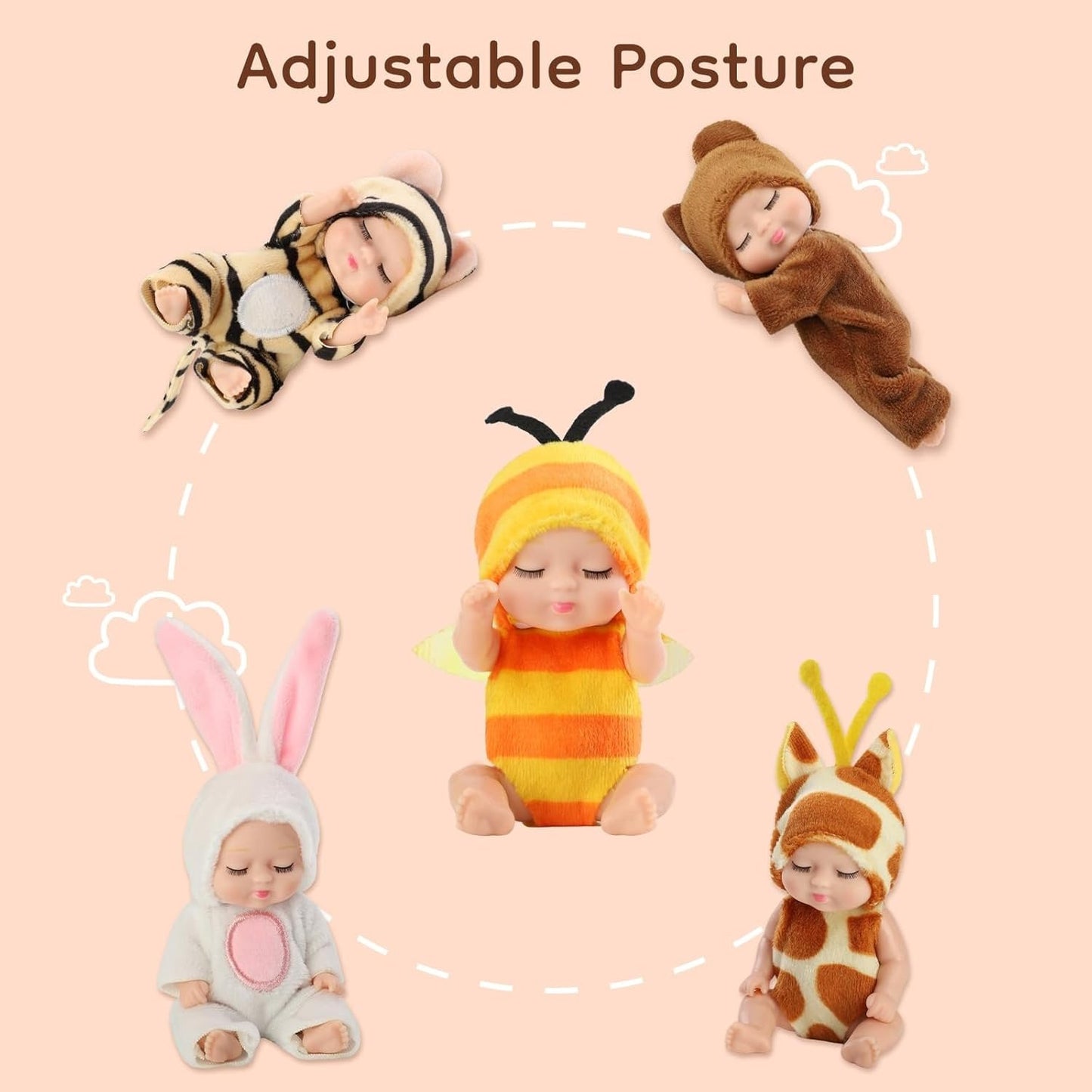 🐱 Cute Mini Dolls🎁 6pcs Fairy Princess Doll Set with Pajamas