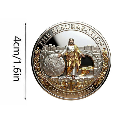 Cross Design and Resurrection Memorial Coin, Medal Alloy Relief Decorative Keepsake Gift