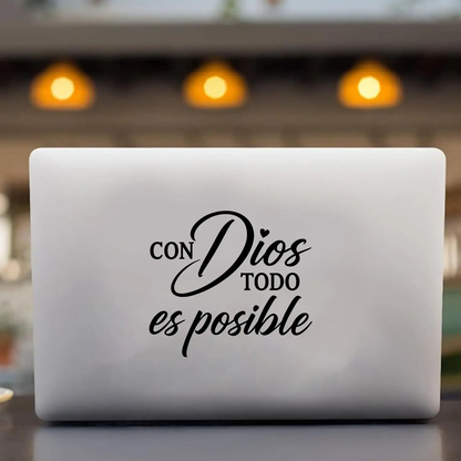 🙏❤️Con Dios Todo Es Posible Spanish Inspirational Faith Decal Cute Durable Vinyl Sticker