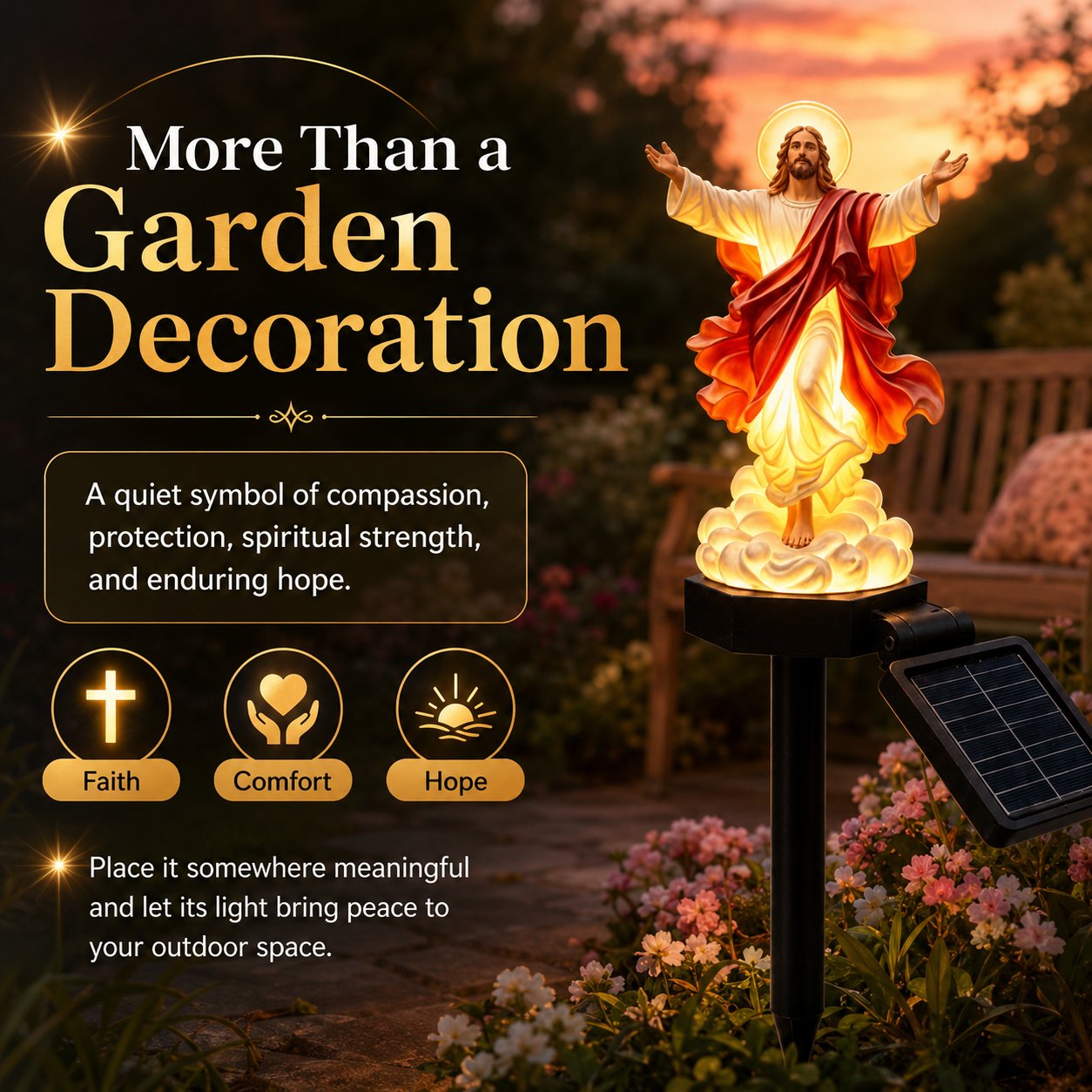 ☀️Solar-Powered Illuminated Jesus Garden Statue🙏