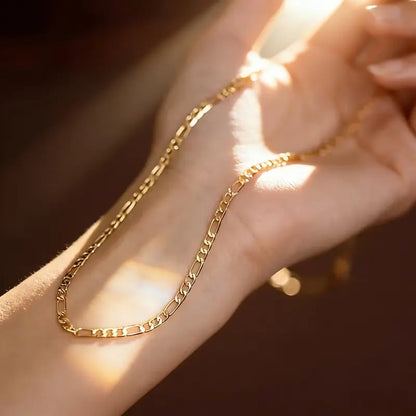 Elegant 2-Piece Real Gold Plating Jewelry Set – Bracelet & Necklace for Men & Women