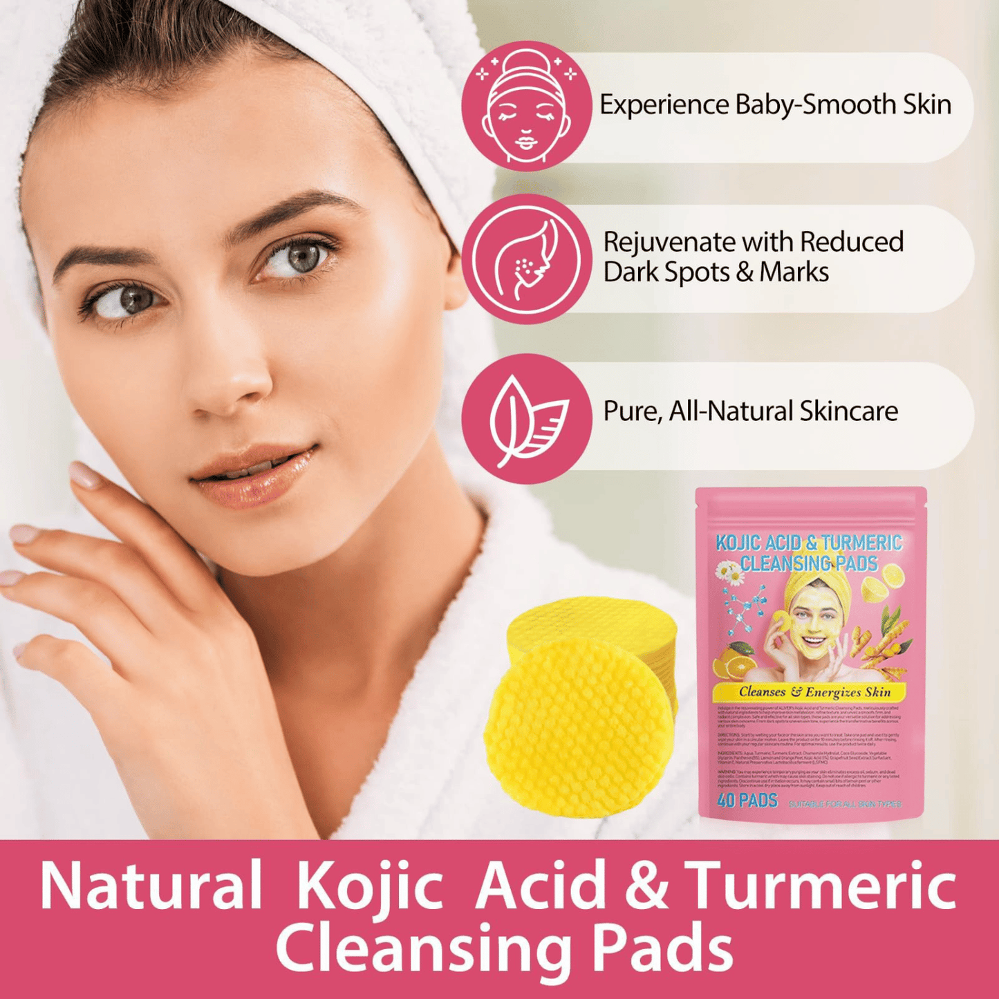 🍋	 Last Day Buy 1 Get 1 Free🔥Turmeric Kojic Acid Cleansing Pads🍋