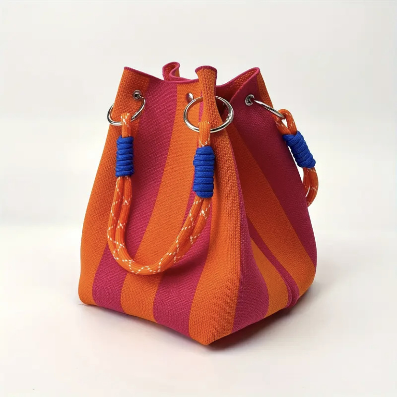 👜Boho Woven Polyester Bucket Bag