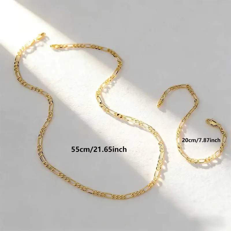 Elegant 2-Piece Real Gold Plating Jewelry Set – Bracelet & Necklace for Men & Women