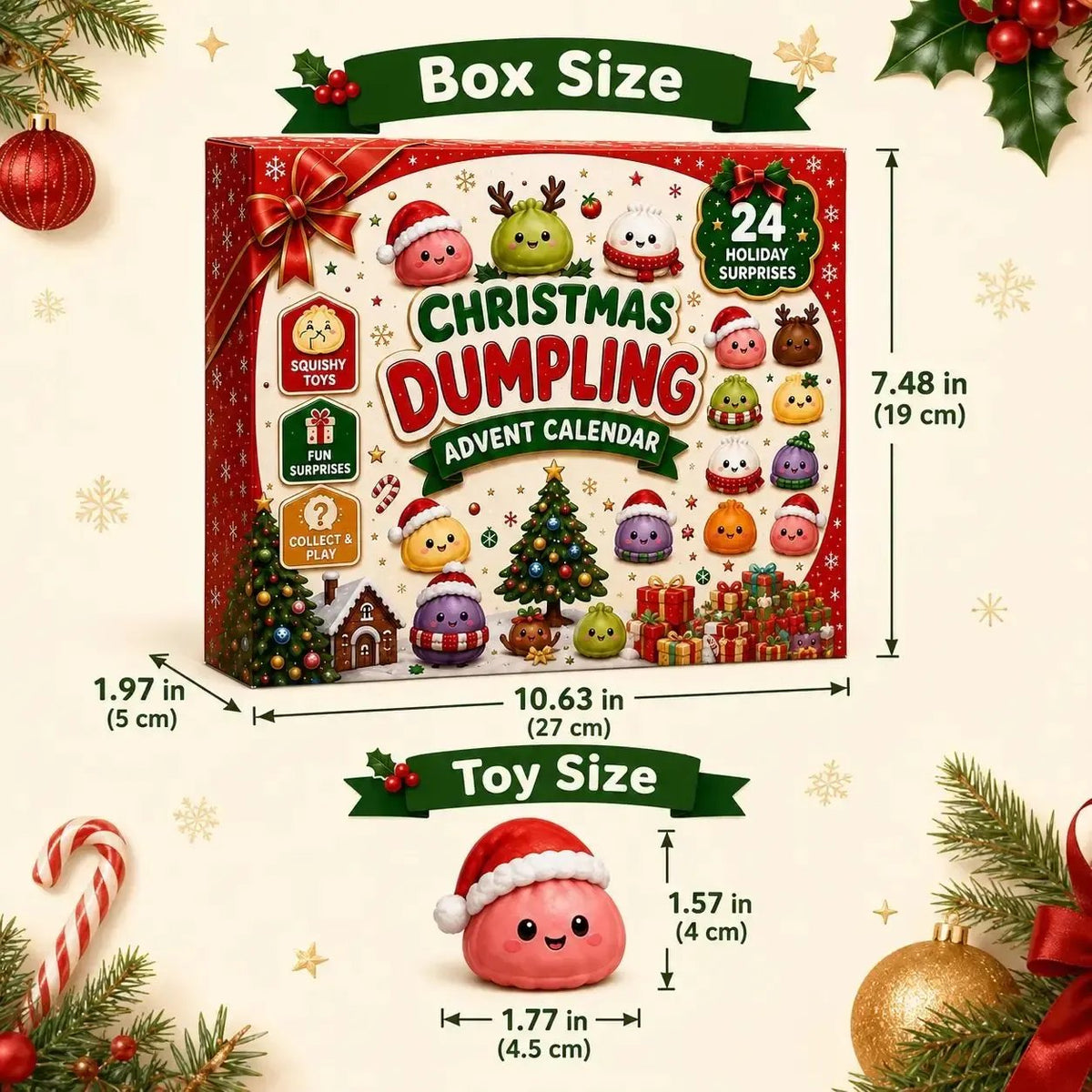 🎅Christmas Sale🎅Christmas Squishies Advent Calendar 2026, 24-Day Dumpling Squishy Countdown Box