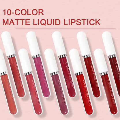 💖10Pcs Liquid Matte Matt Lipstick Set, Long Lasting Lipstick 24 hour Waterproof Lip Gloss