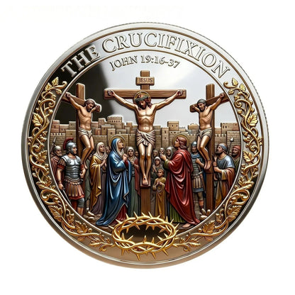 Cross Design and Resurrection Memorial Coin, Medal Alloy Relief Decorative Keepsake Gift