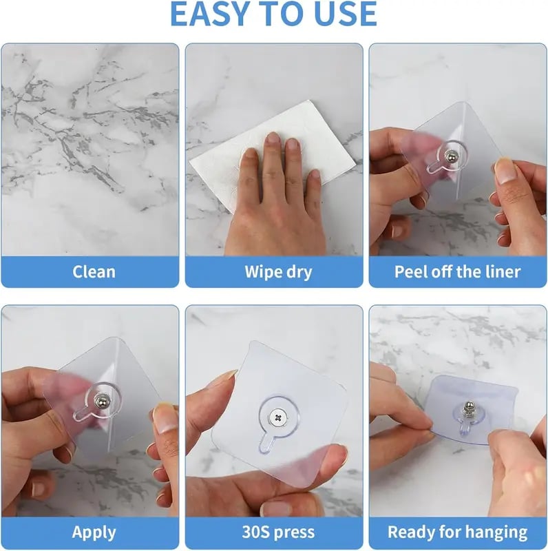 No-Drill Adhesive Screw Hooks for Wall Mounting