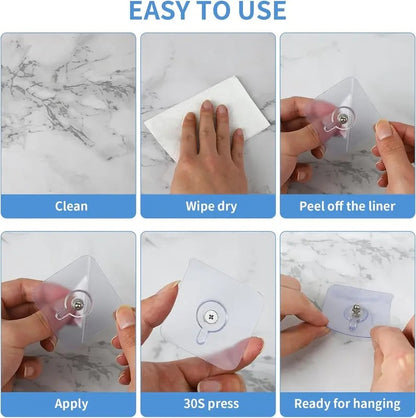 No-Drill Adhesive Screw Hooks for Wall Mounting