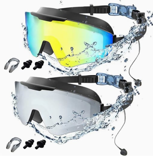 Outly 2 Pack Swim Goggles with Earplugs for Adult