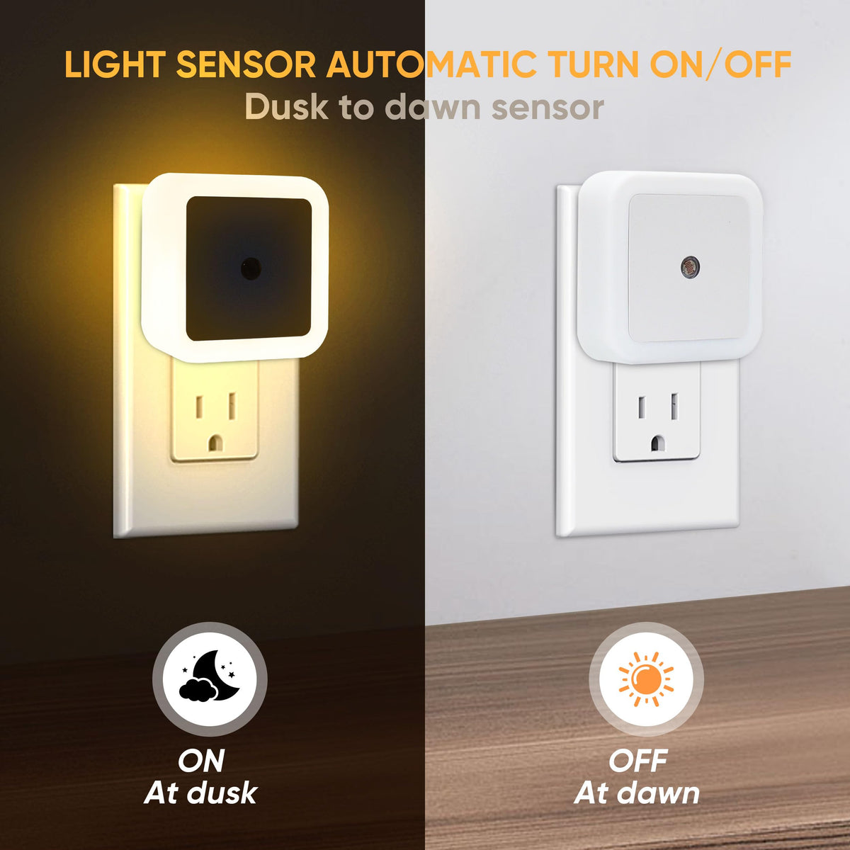 🌟Designed for Every Night—LED Night Light Plug-in Wall Pack of 6, 0.5W Square Plug-in Night Light