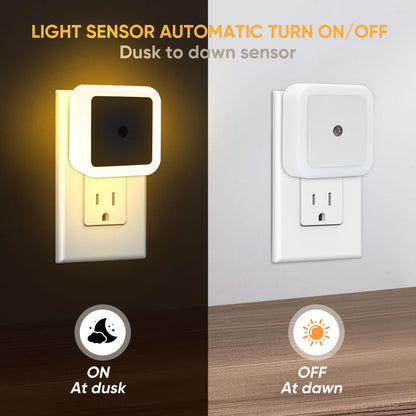 🌟Designed for Every Night—LED Night Light Plug-in Wall Pack of 6, 0.5W Square Plug-in Night Light