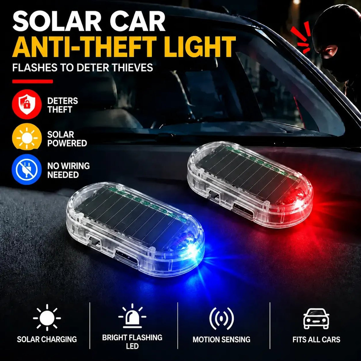 🔥Buy More Save More🔥Solar Powered Fake Car Alarm Light