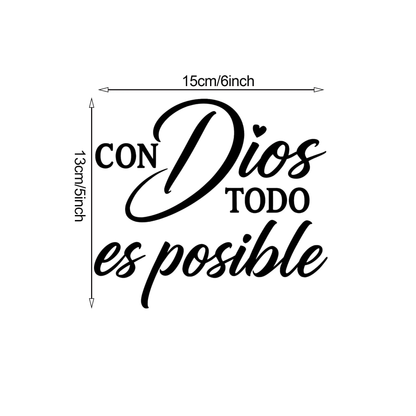 🙏❤️Con Dios Todo Es Posible Spanish Inspirational Faith Decal Cute Durable Vinyl Sticker
