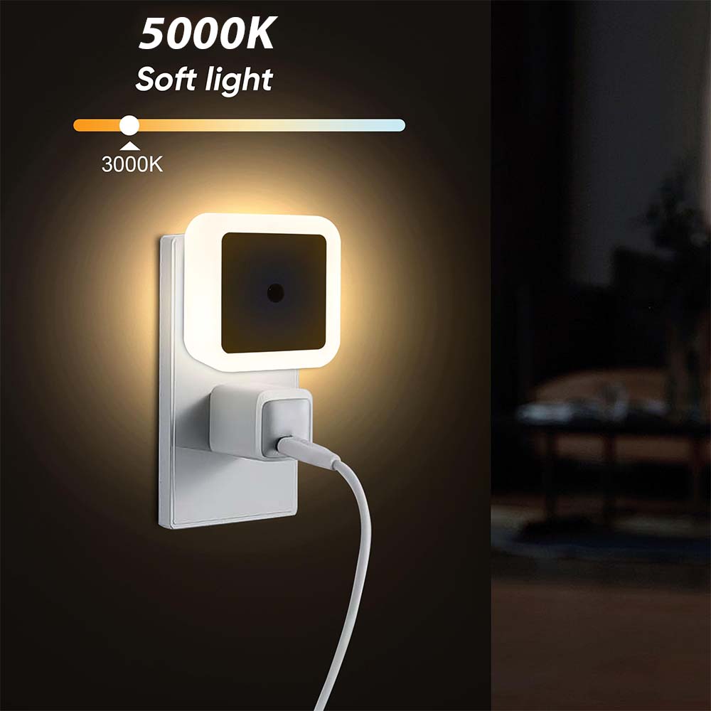 🌟Designed for Every Night—LED Night Light Plug-in Wall Pack of 6, 0.5W Square Plug-in Night Light