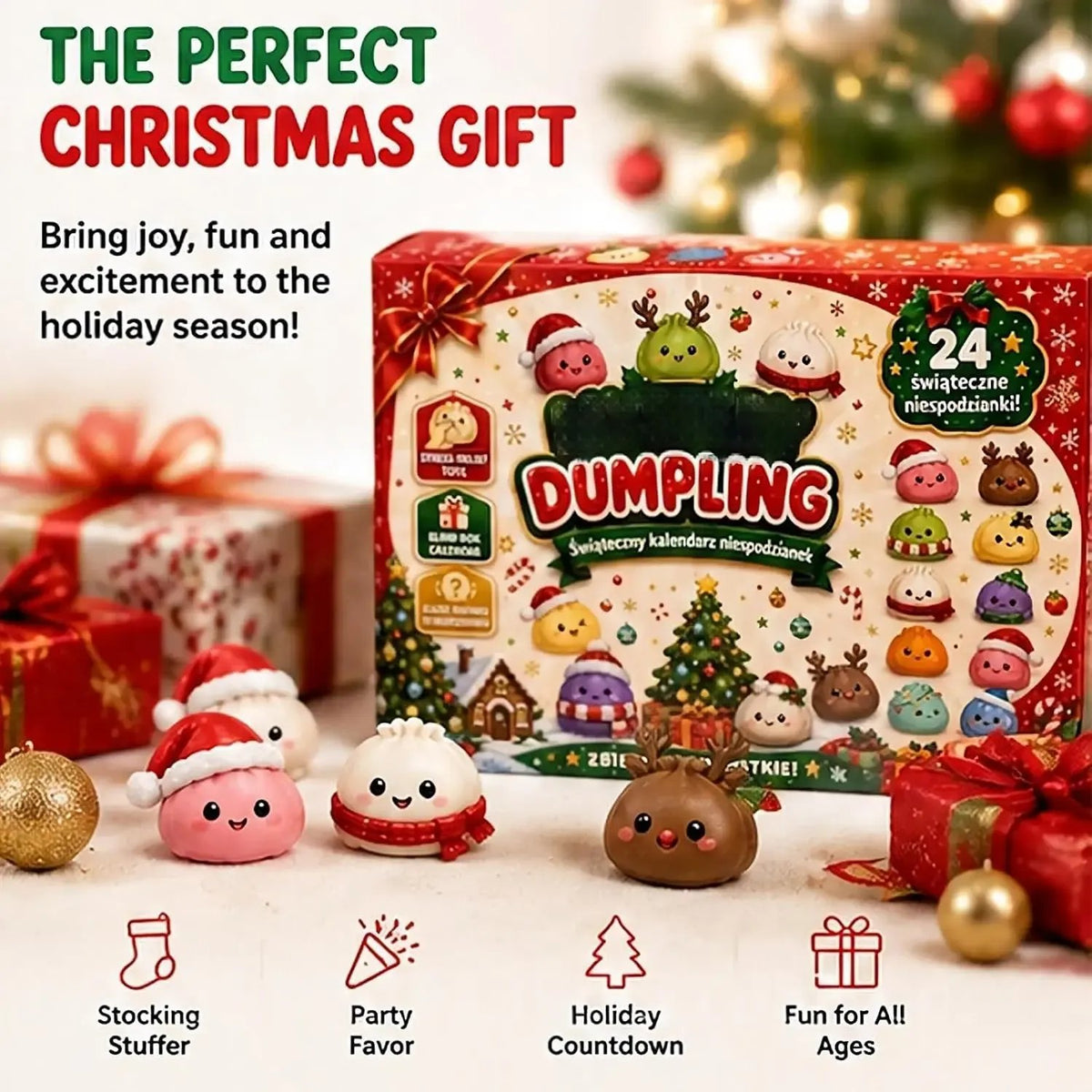🎅Christmas Sale🎅Christmas Squishies Advent Calendar 2026, 24-Day Dumpling Squishy Countdown Box