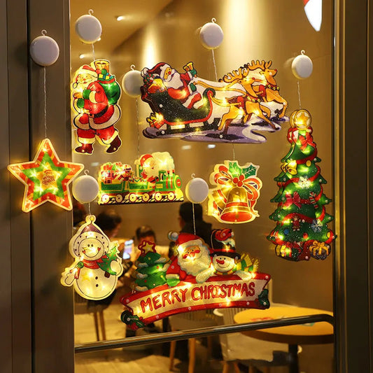 🎅Christmas Window Decoration Light – Warm White LED, 9 Shapes