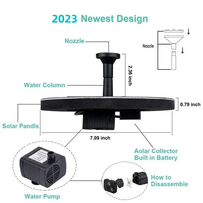 K🥳2026 HOT SALE🥳💞50% OFF!✨ 💝Compact Solar Bird Fountain Pump – Keep Your Garden Alive! 🐦️