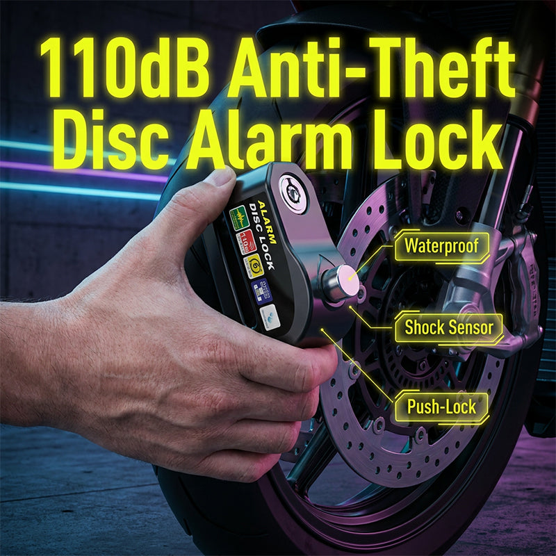 🛡️110dB Disc Brake Alarm Lock – Keyless Anti-Theft Motorcycle Lock