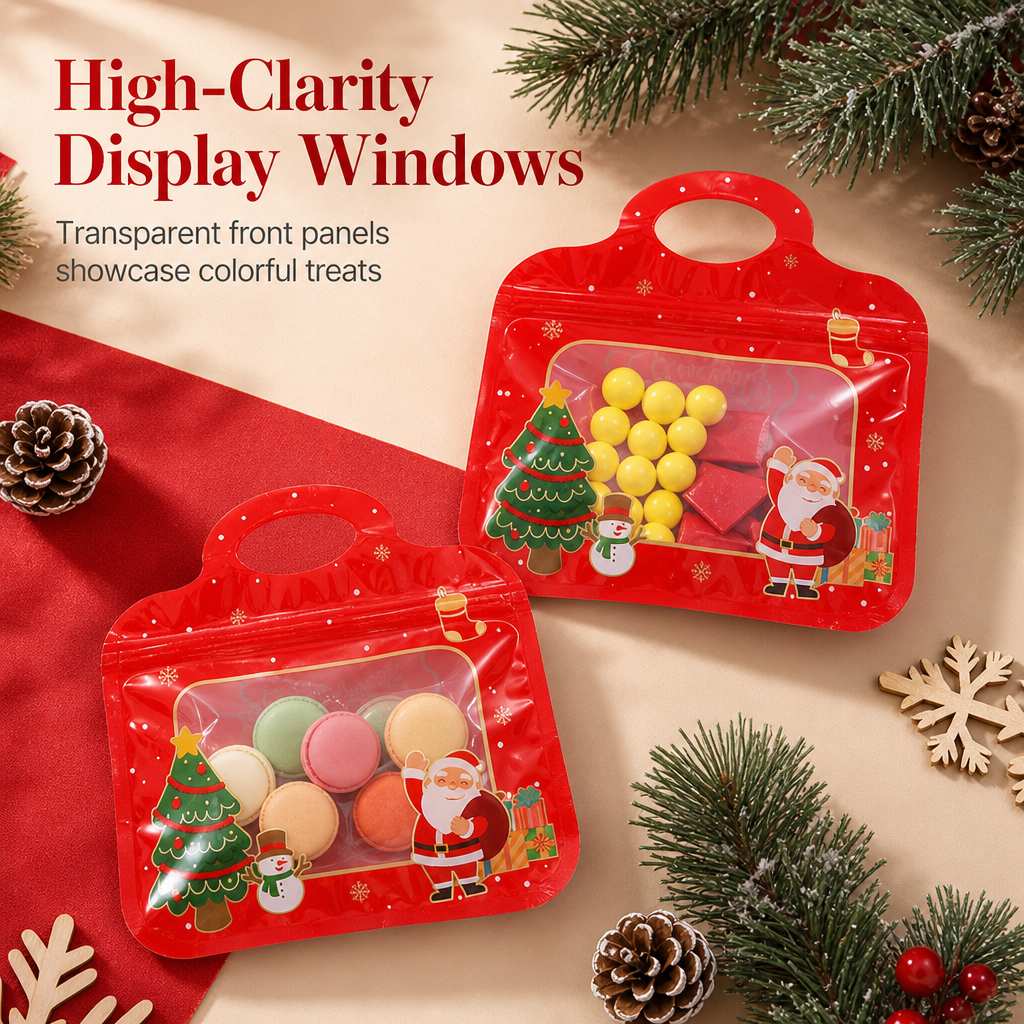 🎄50 Christmas Self-Sealing Gift Bags – Handles & Clear Windows