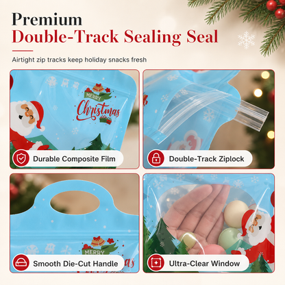 🎄50 Christmas Self-Sealing Gift Bags – Handles & Clear Windows