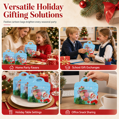 🎄50 Christmas Self-Sealing Gift Bags – Handles & Clear Windows